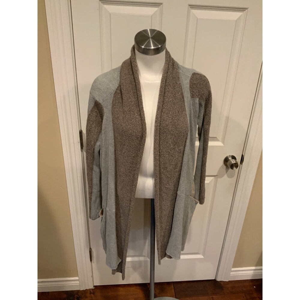 Sparrow Blue & Gray Thin Knit Open Front Cardigan W/ Pockets, Size M